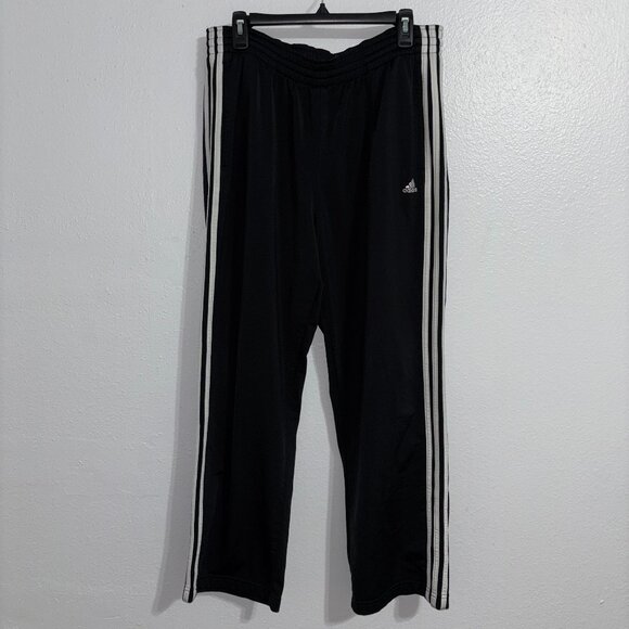 Adidas 3 Stripe Black Track Pants Men's Medium 2008 VTG Logo Joggers Stretch - Picture 1 of 12